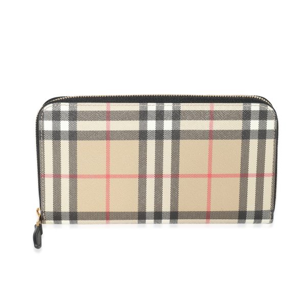 134855 fv Burberry House Check Canvas Elmore Zip Around Wallet