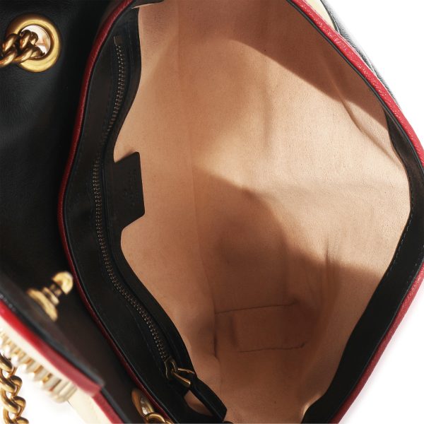 134861 ad1 Gucci Bicolor Vintage Effect Torchon Striped Calfskin GG Marmont Shoulder Bag