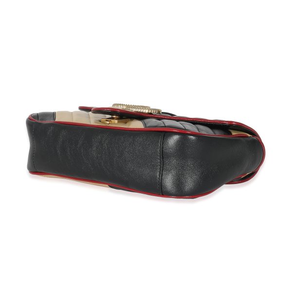 134861 box Gucci Bicolor Vintage Effect Torchon Striped Calfskin GG Marmont Shoulder Bag