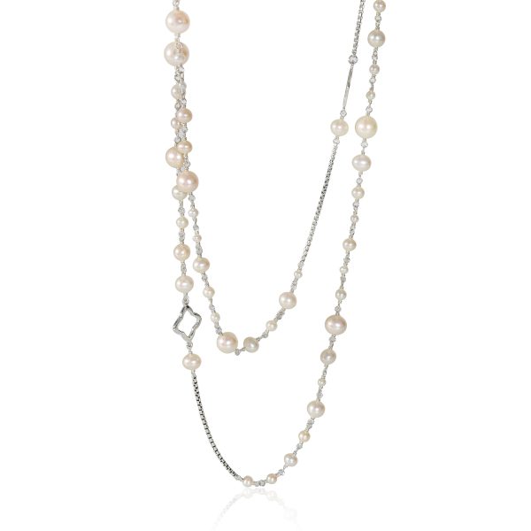 134865 fv David Yurman Bijoux Pearl Quatrefoil Station Necklace in Sterling Silver