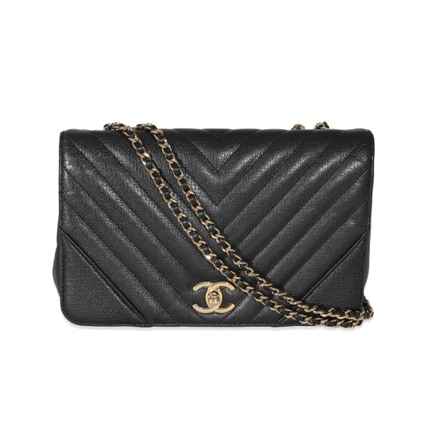 134877 fv Chanel Black Chevron Quilted Medium Statement Flap Bag