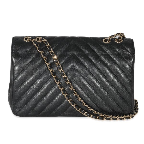 134877 pv Chanel Black Chevron Quilted Medium Statement Flap Bag