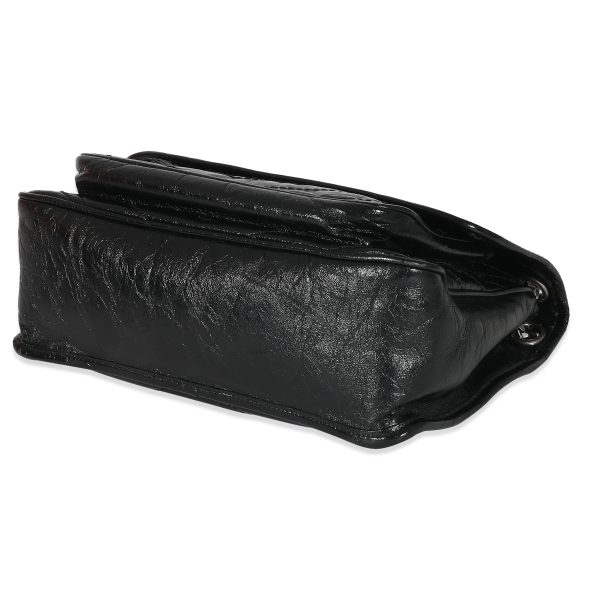 134915 box Saint Laurent Black Crinkled Calfskin Matelasse Medium Niki