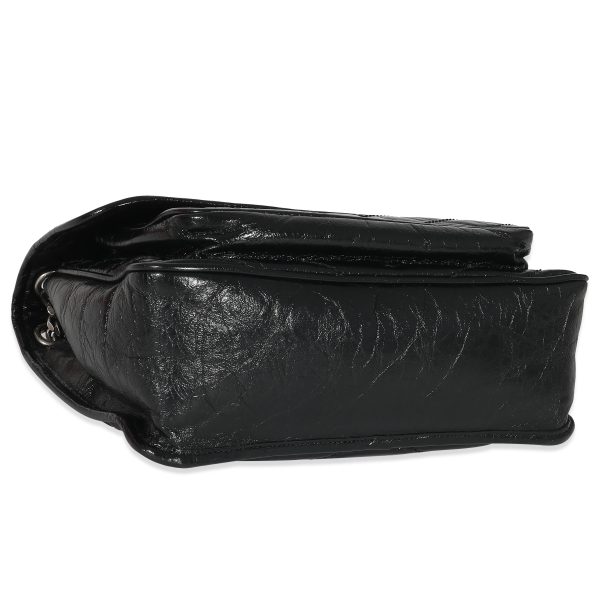 134915 clasp Saint Laurent Black Crinkled Calfskin Matelasse Medium Niki