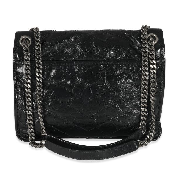 134915 pv Saint Laurent Black Crinkled Calfskin Matelasse Medium Niki