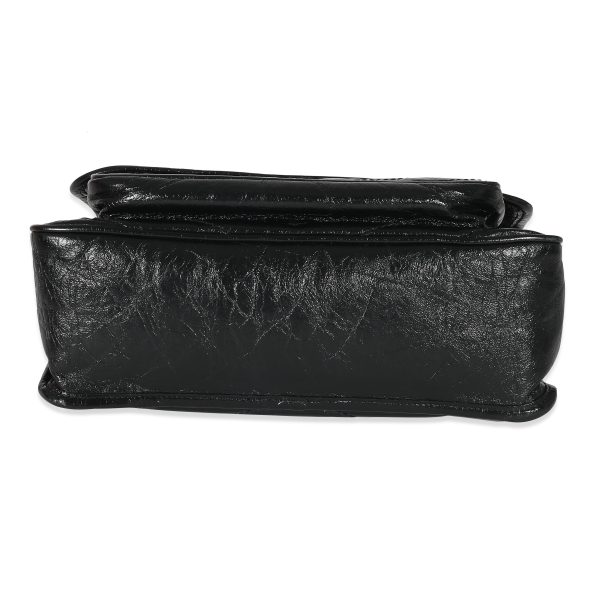 134915 stamp Saint Laurent Black Crinkled Calfskin Matelasse Medium Niki