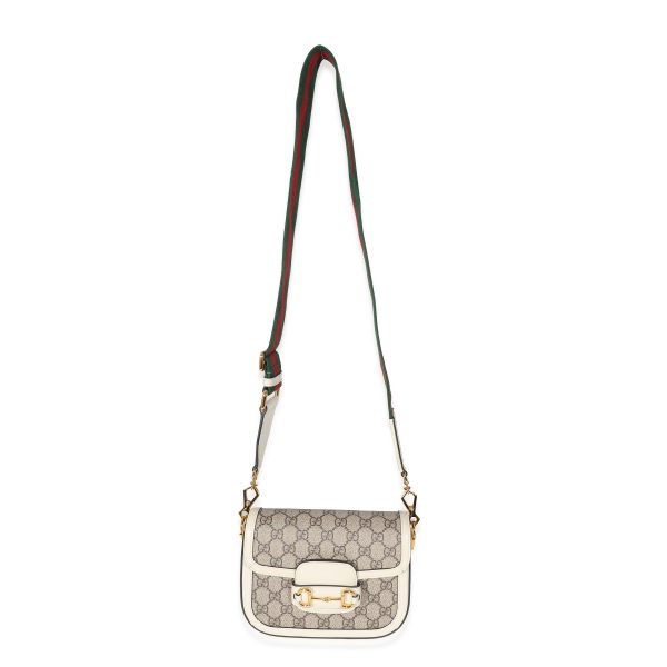 134923 bv Gucci White Beige GG Canvas Mini Horsebit 1955