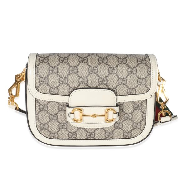 134923 fv Gucci White Beige GG Canvas Mini Horsebit 1955