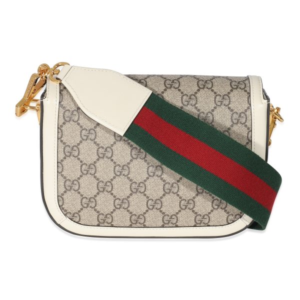 134923 pv Gucci White Beige GG Canvas Mini Horsebit 1955