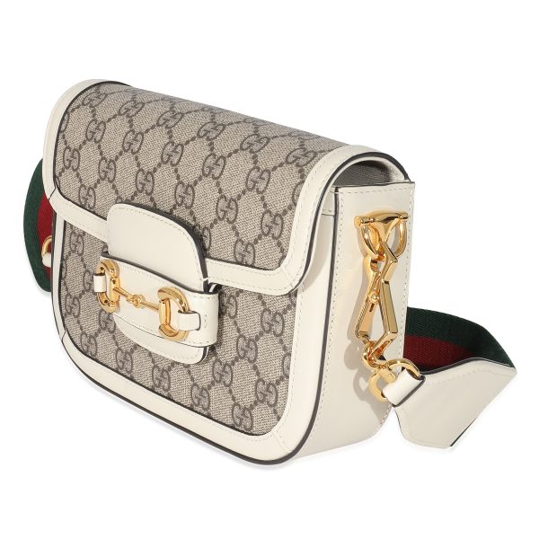 134923 sv Gucci White Beige GG Canvas Mini Horsebit 1955