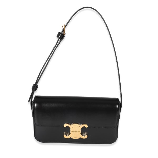 134932 fv Celine Black Shiny Calfskin Claude Triomphe Shoulder Bag