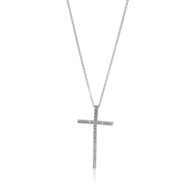 134944 fv Tiffany Co Metro Diamond Cross Pendant in 18K White Gold 031 CTW