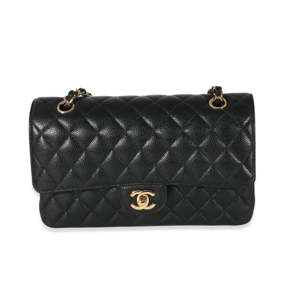 134992 fv fa53ed04 4ff0 4f49 8099 50b321b7c558 Chanel Black Quilted Caviar Medium Classic Double Flap Bag