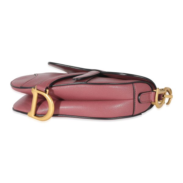 135009 clasp Christian Dior Dusty Pink Goatskin Mini Saddle Bag