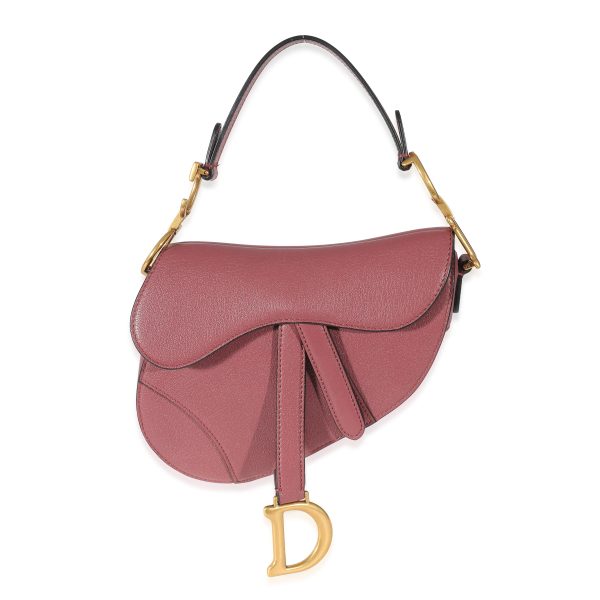 135009 fv Christian Dior Dusty Pink Goatskin Mini Saddle Bag