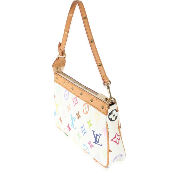 135022 sv Louis Vuitton White Multicolor Canvas Pochette Accessoires