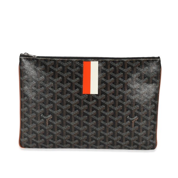 135041 fv Goyard Black Gold Goyardine Canvas Senat MM