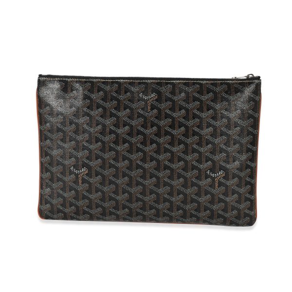 135041 pv Goyard Black Gold Goyardine Canvas Senat MM