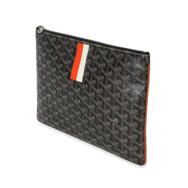 135041 sv Goyard Black Gold Goyardine Canvas Senat MM