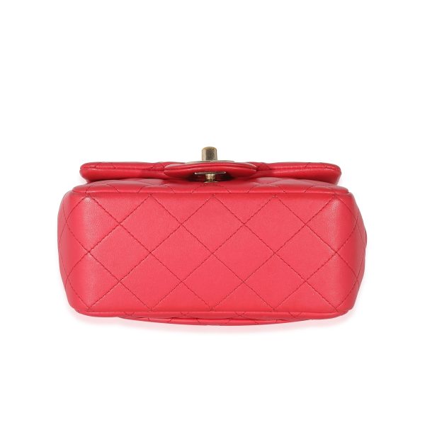 135053 box Chanel Dark Pink Quilted Lambskin Mini Square Flap Bag