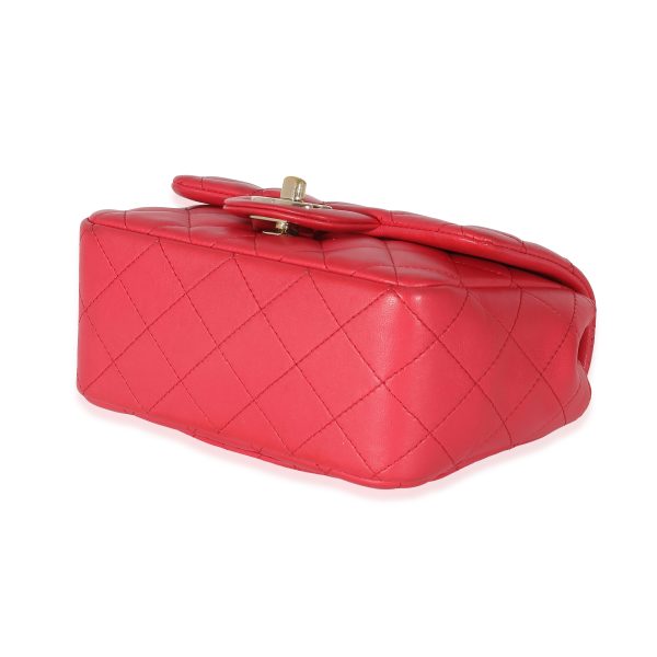 135053 clasp Chanel Dark Pink Quilted Lambskin Mini Square Flap Bag