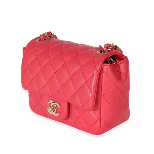 135053 pv Chanel Dark Pink Quilted Lambskin Mini Square Flap Bag