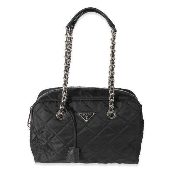 135062 fv 4beb7db5 3c16 4408 b5c4 566dbe0627de Prada Black Quilted Nylon Tessuto Impuntu Shoulder Bag