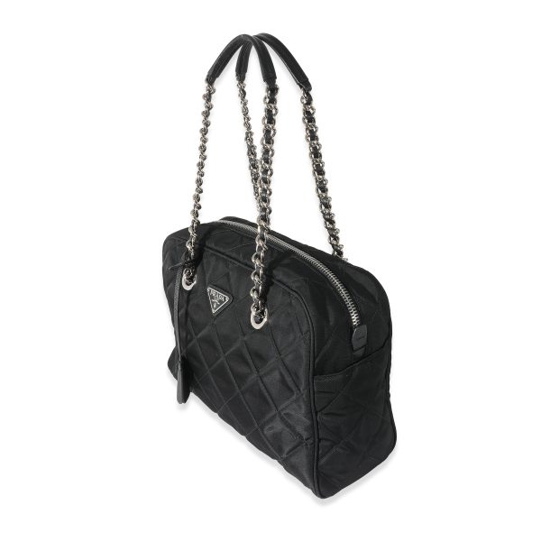 135062 sv fcbdf5f9 b000 4ad5 8266 a860c0b84506 Prada Black Quilted Nylon Tessuto Impuntu Shoulder Bag