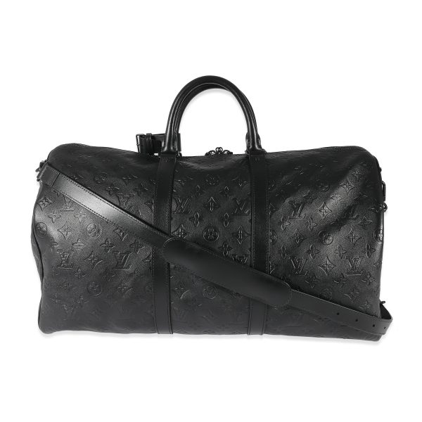 135090 pv Louis Vuitton Black Monogram Shadow Keepall Bandoulière 50