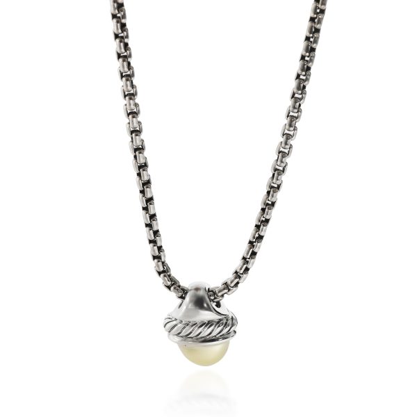 135117 fv David Yurman Acorn Pendant on Box Chain in Sterling Silver 14K Yellow Gold