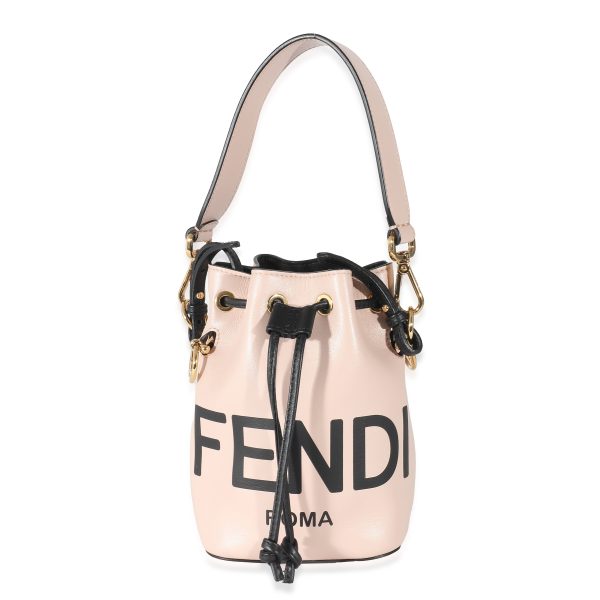 135118 fv Fendi Rosa Quarzo Leather Logo Mini Mon Tresor Bucket Bag