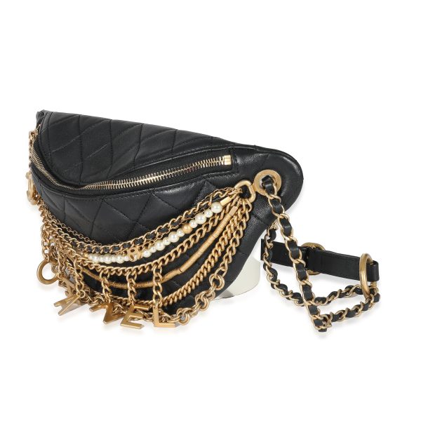 135143 sv 2704431b e13f 477b 9300 dc9ed58f988e Chanel Black Quilted Lambskin All About Chains Waist Bag