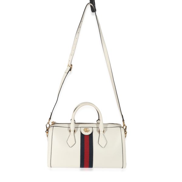 135203 bv Gucci Mystic White Textured Calfskin Ophidia Medium Boston Bag