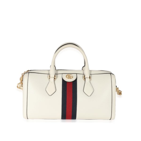 135203 fv Gucci Mystic White Textured Calfskin Ophidia Medium Boston Bag