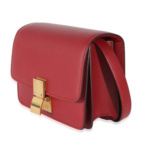 135207 stamp Celine Red Smooth Calfskin Small Classic Box Bag