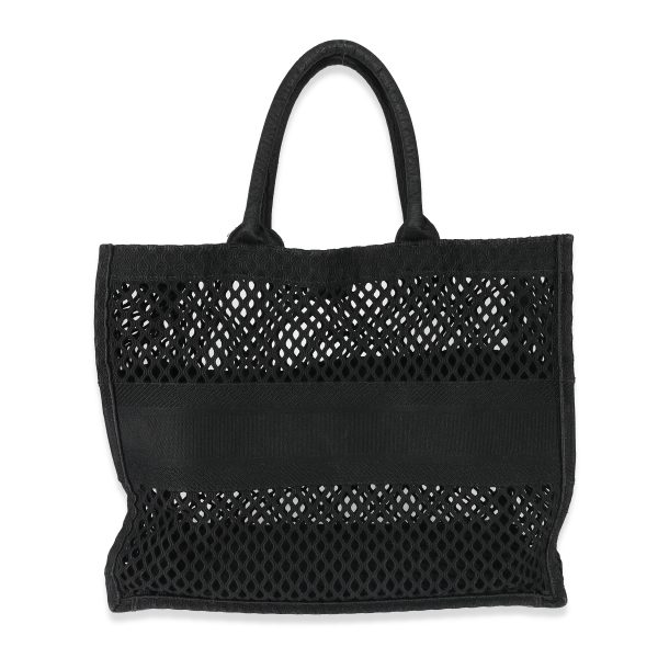 135210 pv f426307d 6b0e 4a29 b6a6 96f61dd0f0ba Christian Dior Black Mesh Embroidered Canvas Large Book Tote