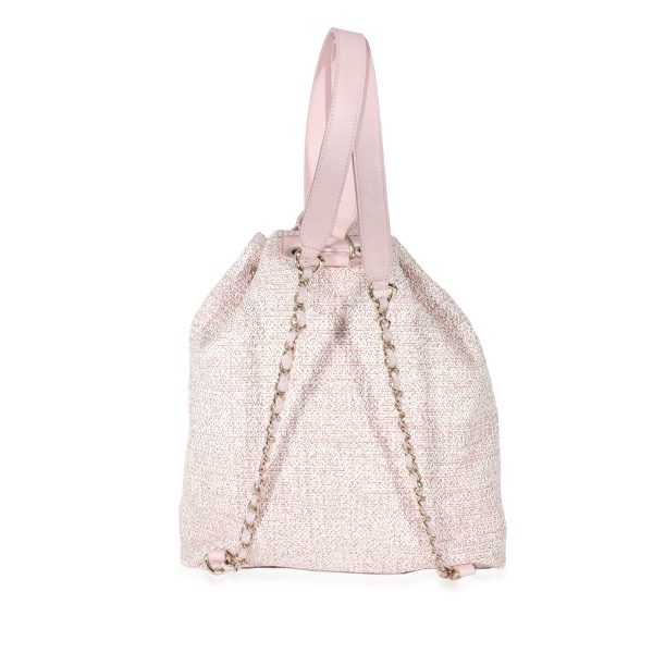 135213 pv 979221b5 a310 4664 997b 82a881f04575 Chanel Metallic Pink Mixed Fibres Large Deauville Drawstring Backpack