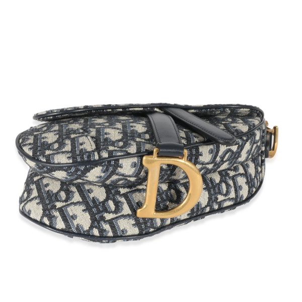 135236 stamp ab116fa9 e390 4c10 8a2c 97aa32a6e243 Christian Dior Navy Beige Oblique Mini Saddle Bag