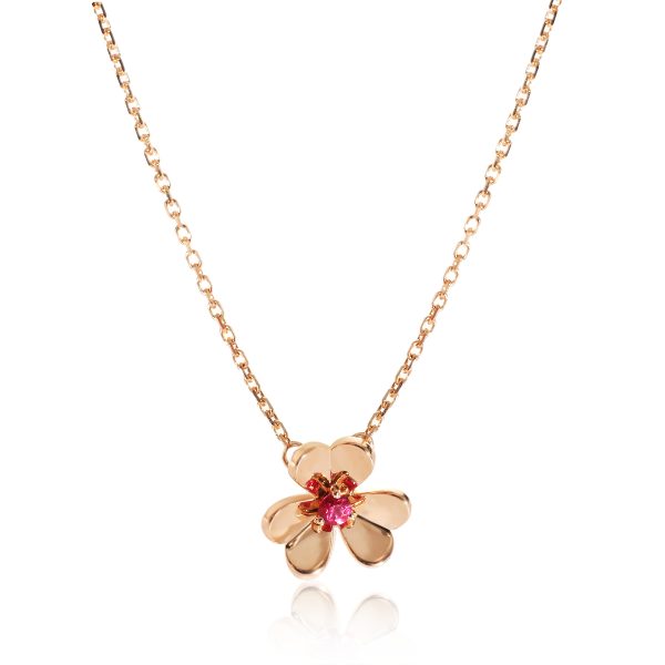 135282 fv Van Cleef Arpels Mini Frivole Ruby Pendant in 18k Rose Gold