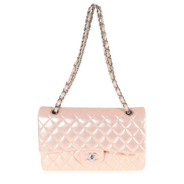 135293 bv Chanel Pink Iridescent Quilted Lambskin Medium Classic Double Flap Bag