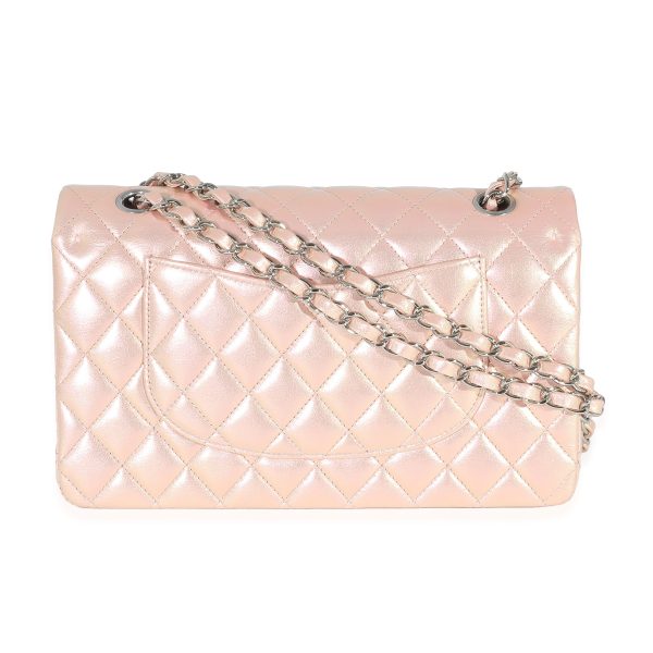 135293 stamp Chanel Pink Iridescent Quilted Lambskin Medium Classic Double Flap Bag