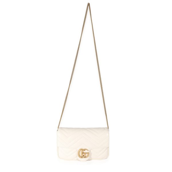 135298 ad1 Gucci White Matelassé Chevron Leather GG Marmont Mini Bag w Wallet