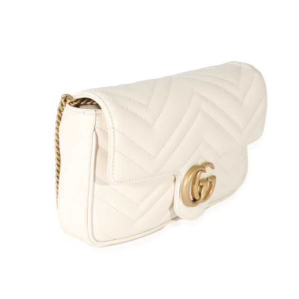 135298 bv Gucci White Matelassé Chevron Leather GG Marmont Mini Bag w Wallet