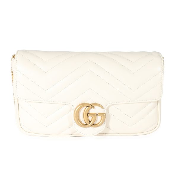 135298 fv Gucci White Matelassé Chevron Leather GG Marmont Mini Bag w Wallet