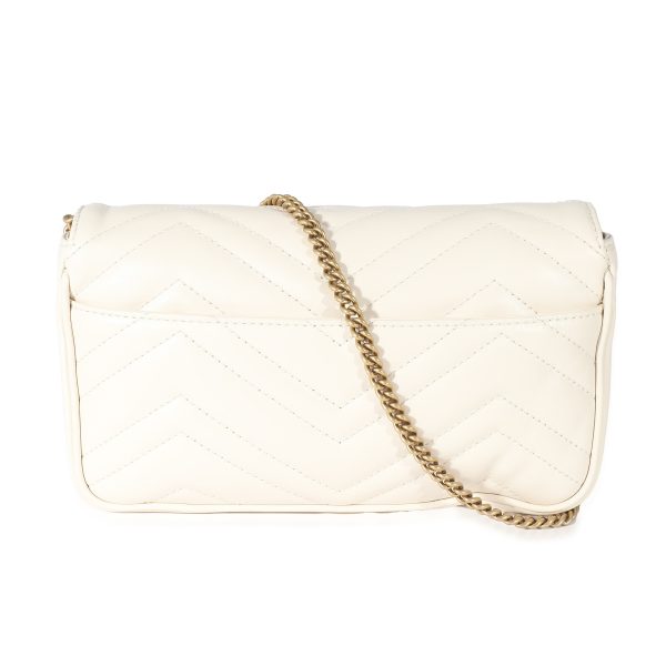 135298 stamp Gucci White Matelassé Chevron Leather GG Marmont Mini Bag w Wallet