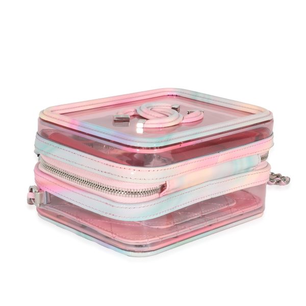 135349 av Chanel Pink PVC Patent Small Filigree Vanity Case