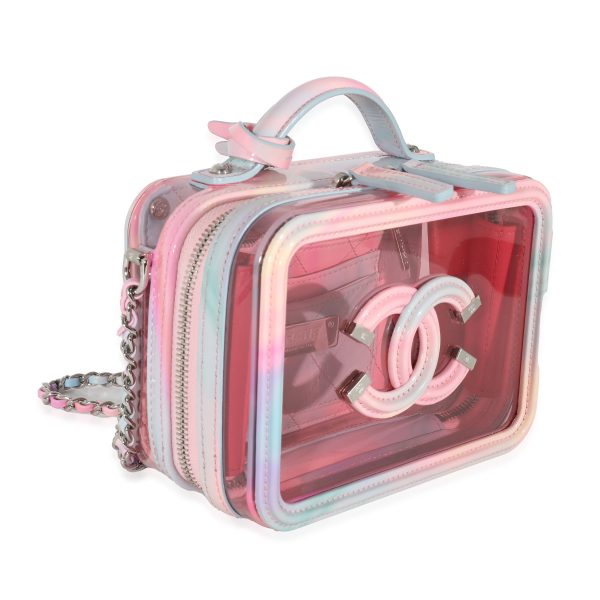 135349 stamp Chanel Pink PVC Patent Small Filigree Vanity Case