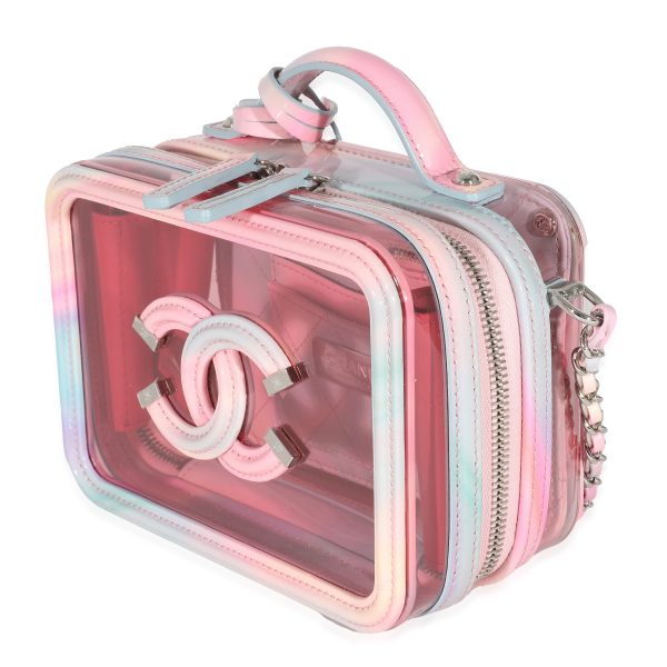 135349 sv Chanel Pink PVC Patent Small Filigree Vanity Case