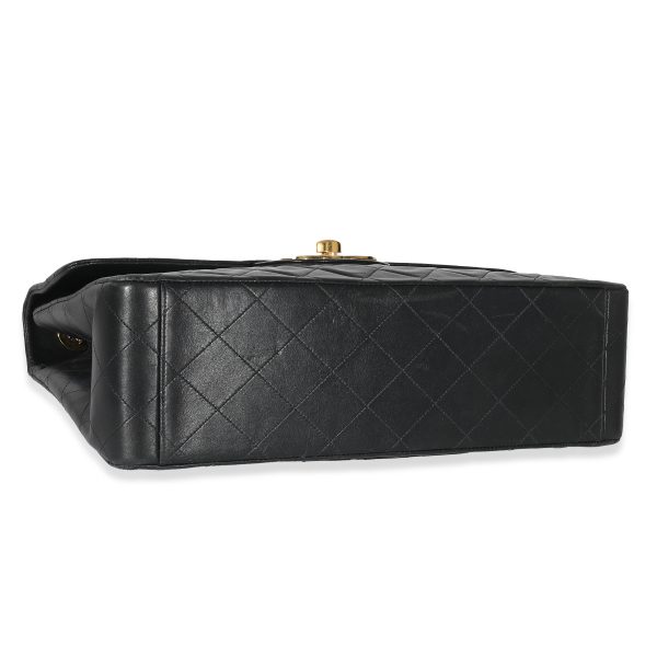 135372 av Chanel 24K Black Quilted Lambskin Jumbo XL Single Flap Bag