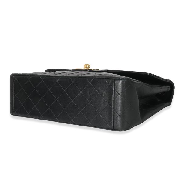 135372 clasp Chanel 24K Black Quilted Lambskin Jumbo XL Single Flap Bag